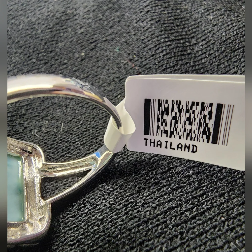 NWT 925 sterling silver larimar Stone ring size 10 Thailand
